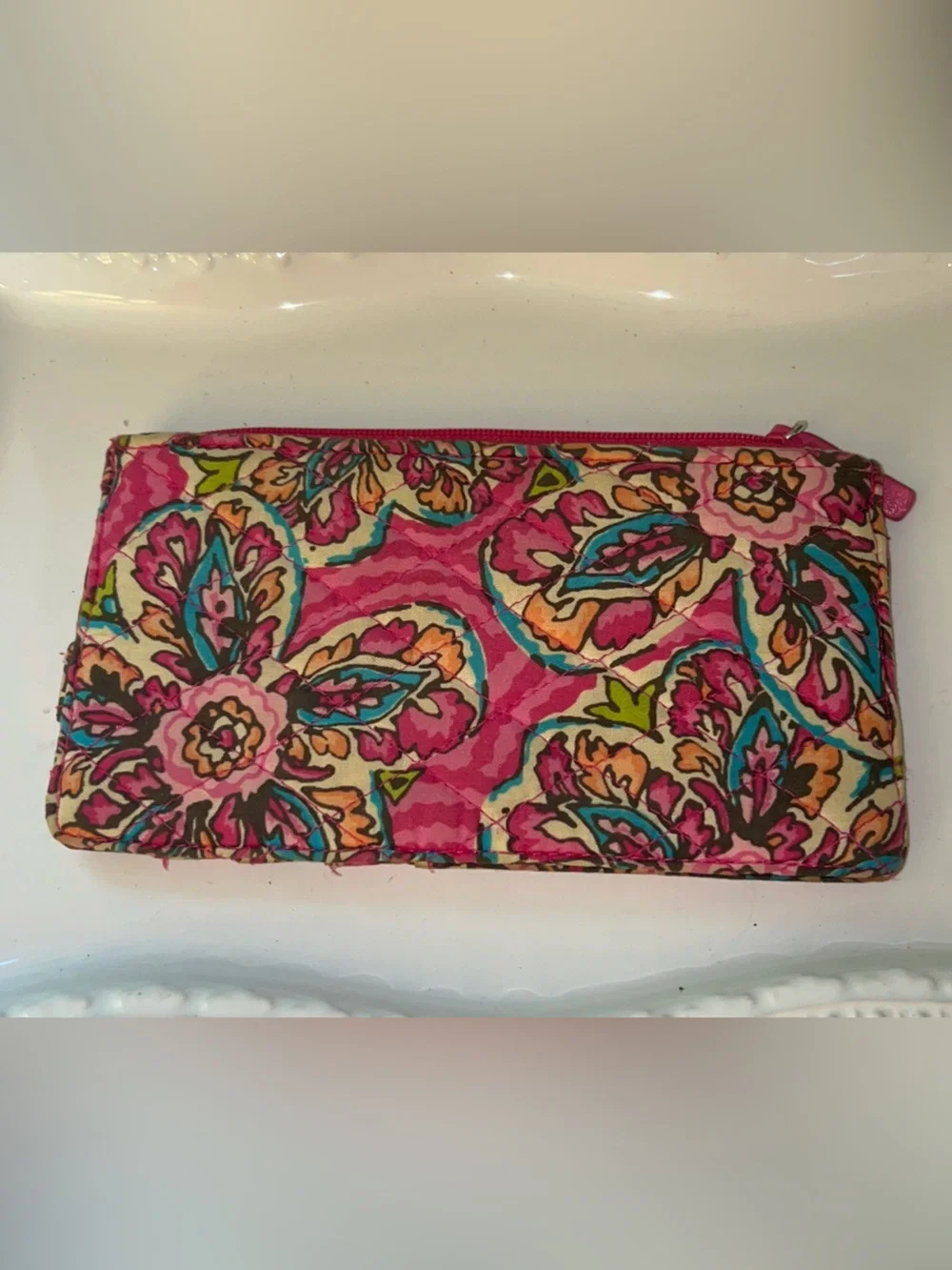 Vera Bradley Credit Card Change Purse in Sunburst Pink Paisley Pattern - Picture 2 of 7